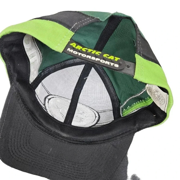 Artic Cat Snowmobile Hat Snapback Racing Cap Embroidered Cat and Logo Green - Picture 6 of 6